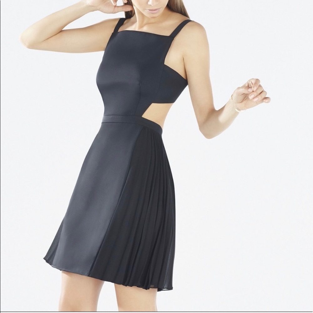 BCBG Maxazria Brielle open back side pleat dress